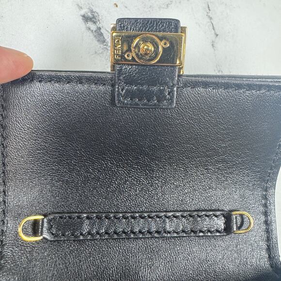 Fendi Zucca Shearling Baguette Charm Nano FF 2022 Crossbody Mini Bag Gold Chain - Picture 12 of 14